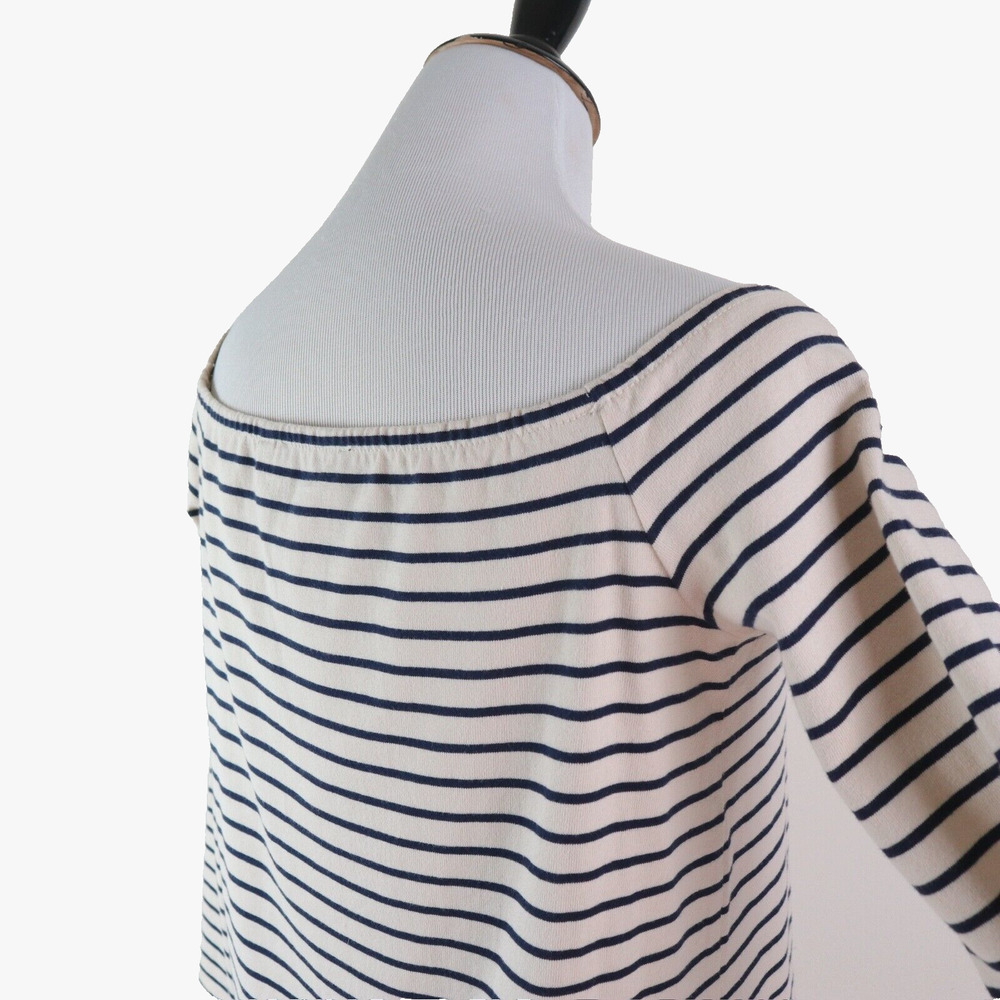 Theory Size M Aprine K Classic Stripe Off-the-Shoulder Top White Black - Picture 6 of 10